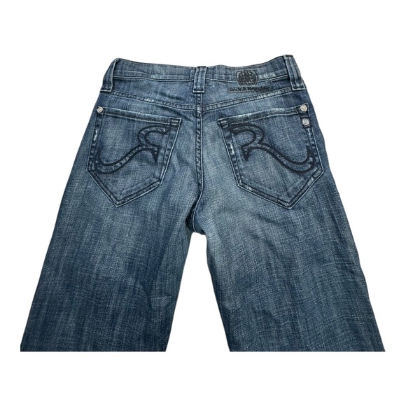 Rock Republic Women's Blue Wash Bootcut Jeans Size 28 Button Embellished Pockets - Picture 4 of 12